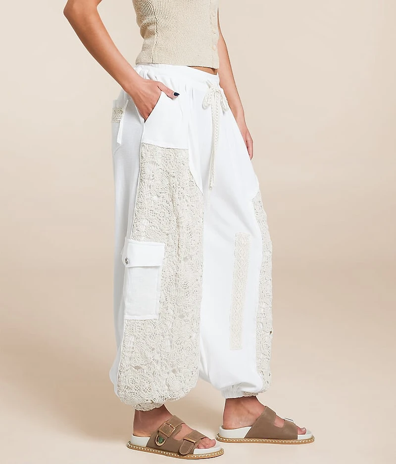 Pieced Crochet Cargo Jogger