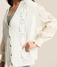 Pieced Crochet Oversized Cardigan Sweater