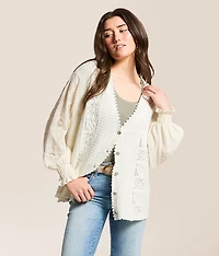 Pieced Crochet Oversized Cardigan Sweater