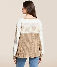 Pieced Cable Sweater Knit Pullover