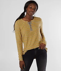 Brushed Hacci Striped Top