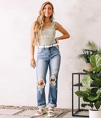 Ruffle Strap Cropped Tank Top