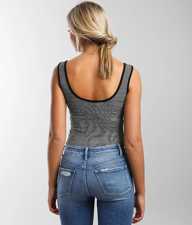 Striped Split Neck Bodysuit
