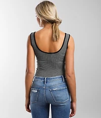 Striped Split Neck Bodysuit