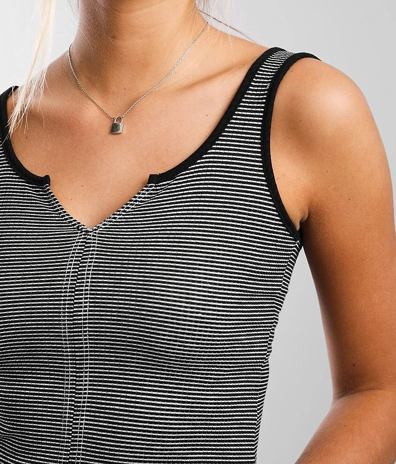 Striped Split Neck Bodysuit