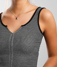 Striped Split Neck Bodysuit