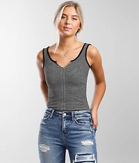 Striped Split Neck Bodysuit
