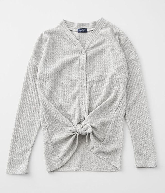 Girls - Daytrip Waffle Knit Front Tie Top