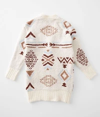 Girls - Aztec Chenille Cardigan Sweater
