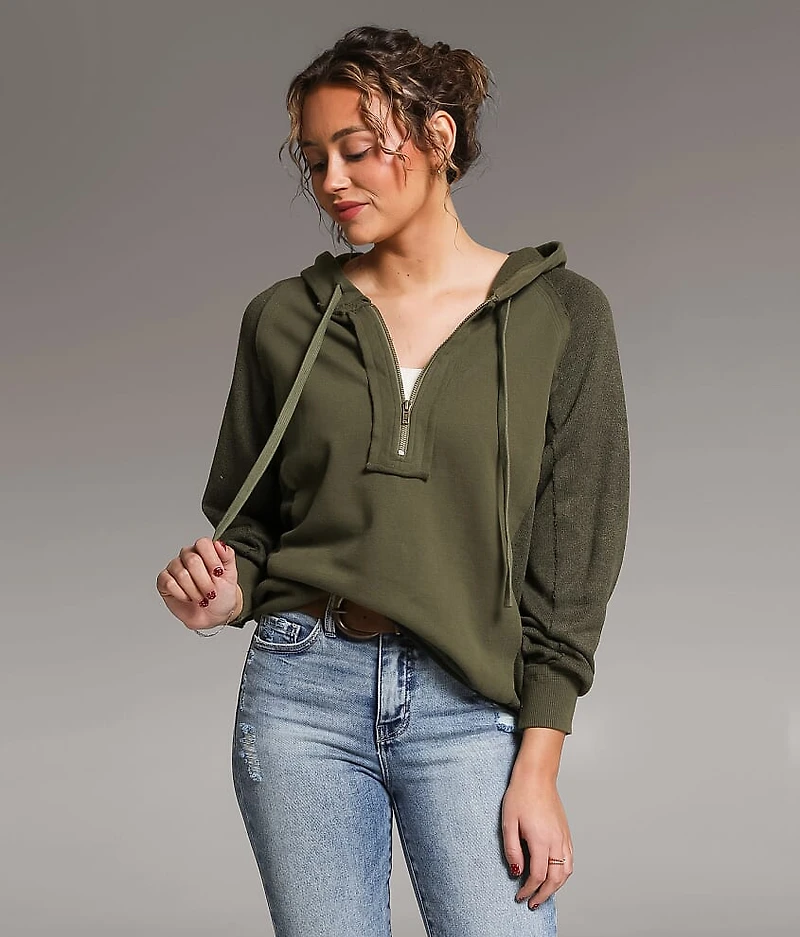 Raw Edge Quarter Zip Hoodie