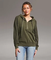 Raw Edge Quarter Zip Hoodie
