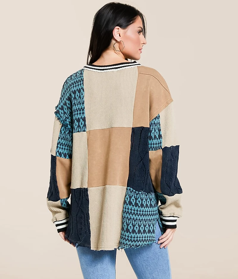 Mixed Media Oversized Pullover