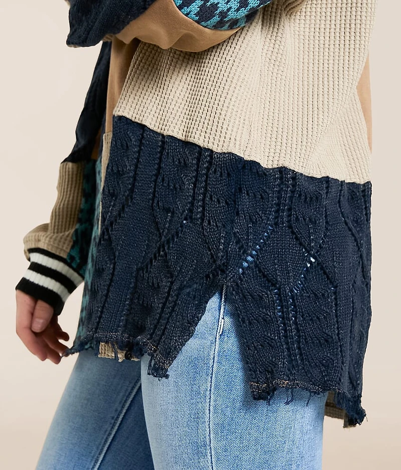 Mixed Media Oversized Pullover