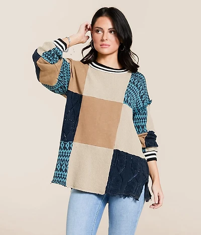 Mixed Media Oversized Pullover