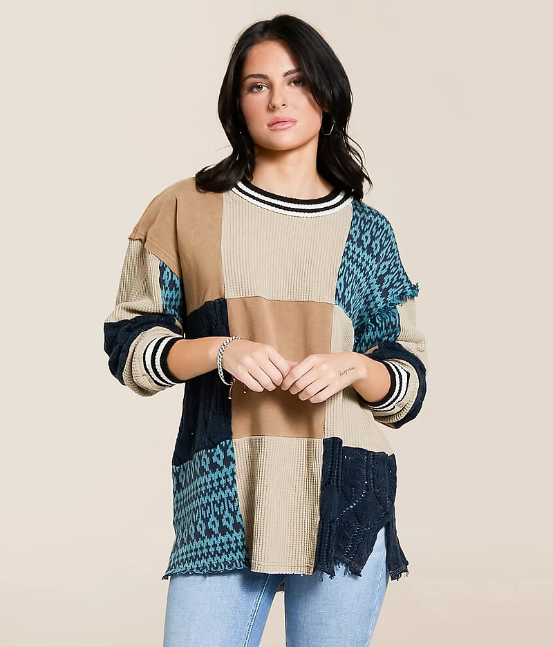 Mixed Media Oversized Pullover