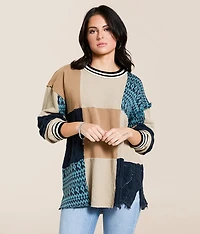 Mixed Media Oversized Pullover