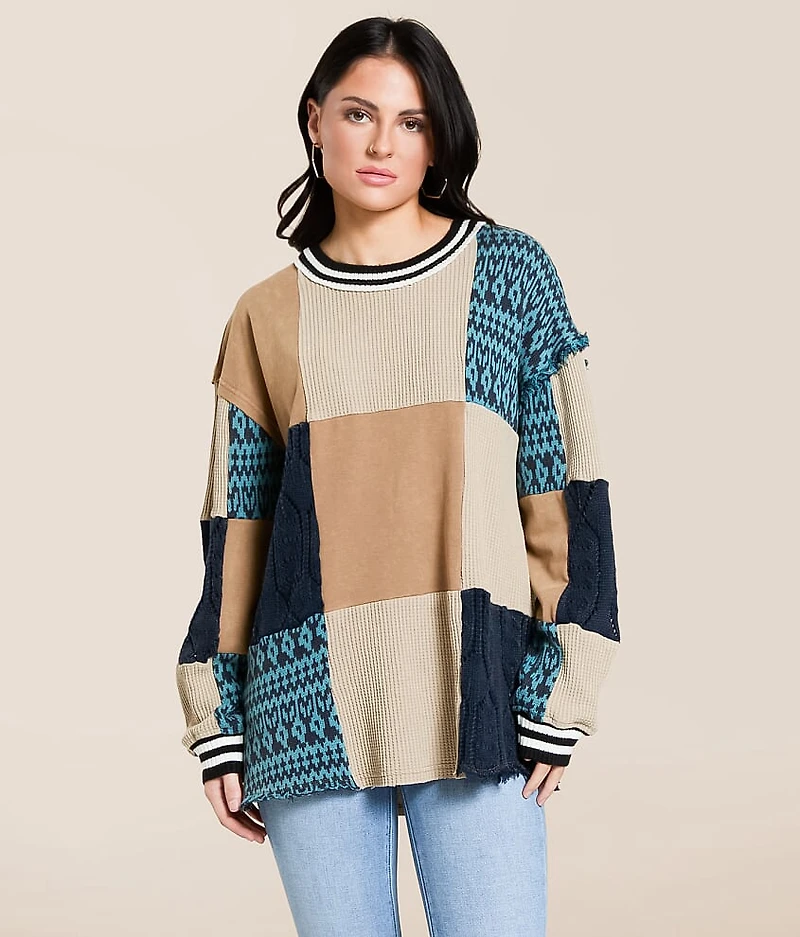 Mixed Media Oversized Pullover