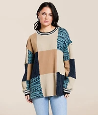 Mixed Media Oversized Pullover