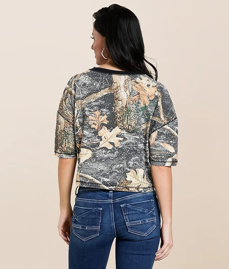Rhinestone Camo Cropped T-Shirt