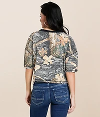 Rhinestone Camo Cropped T-Shirt