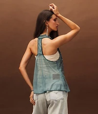 Embellished Mesh Tank Top