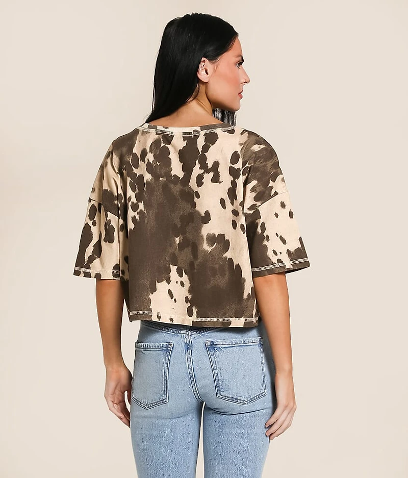 Cow Print Cropped T-Shirt
