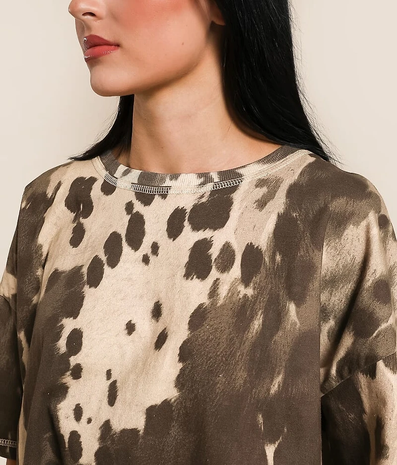 Cow Print Cropped T-Shirt