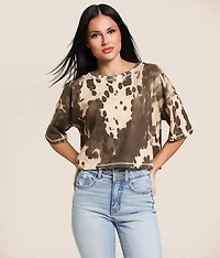 Cow Print Cropped T-Shirt