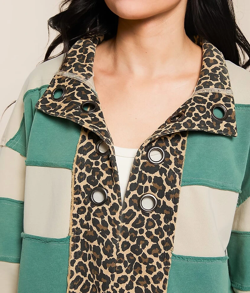 Cheetah Color Block Pullover