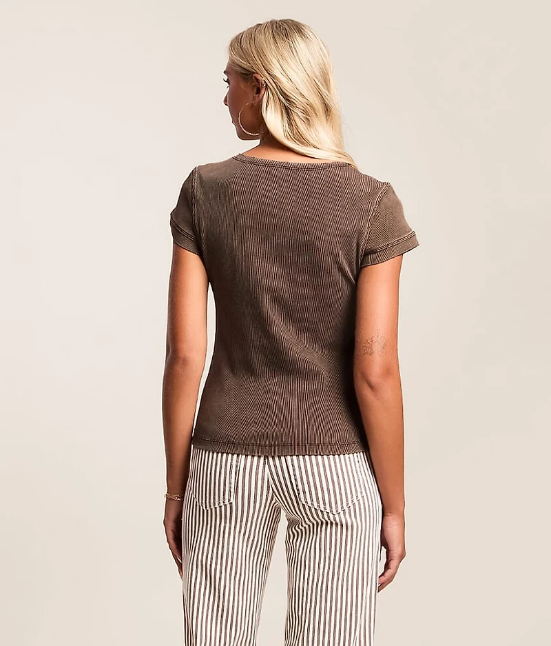 Pieced Raw Edge Washed Top