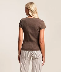 Pieced Raw Edge Washed Top