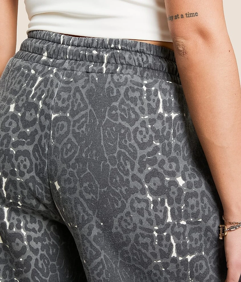 Washed Cheetah Wide Leg Sweatpant