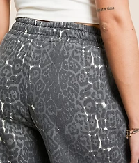 Washed Cheetah Wide Leg Sweatpant