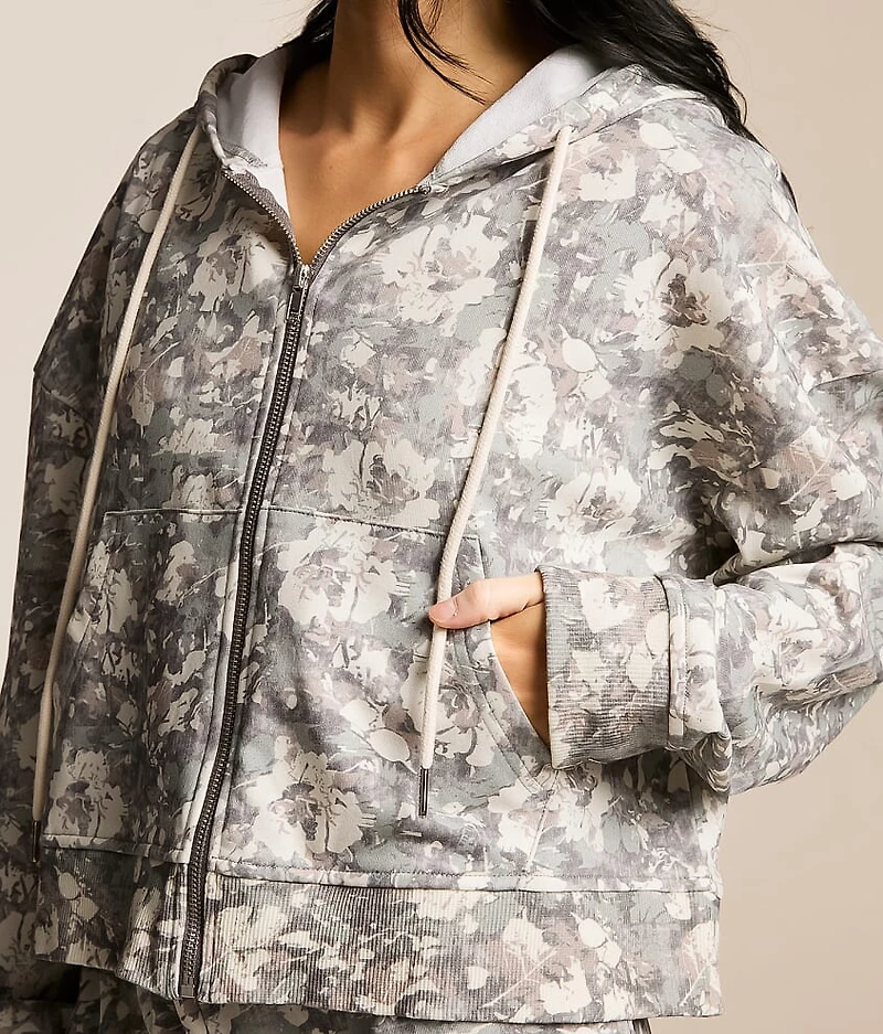 Camo Floral Cropped Hoodie