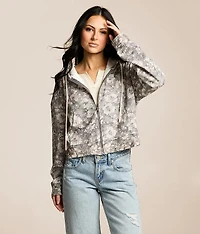 Camo Floral Cropped Hoodie