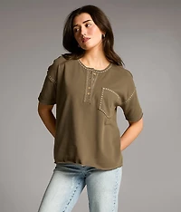 Embroidered Stitch Henley