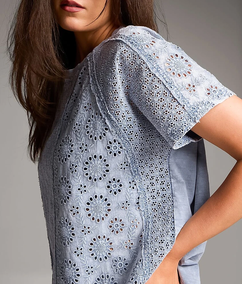Pieced Eyelet Lace Top