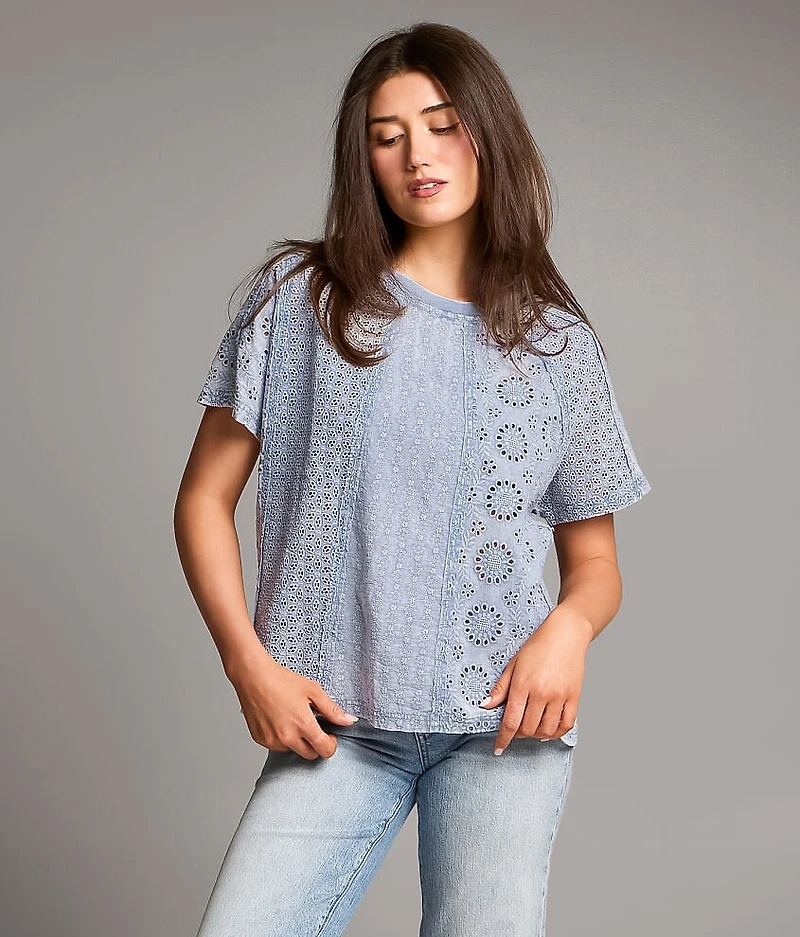 Pieced Eyelet Lace Top