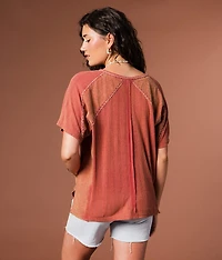 Pieced Floral Embroidered Top