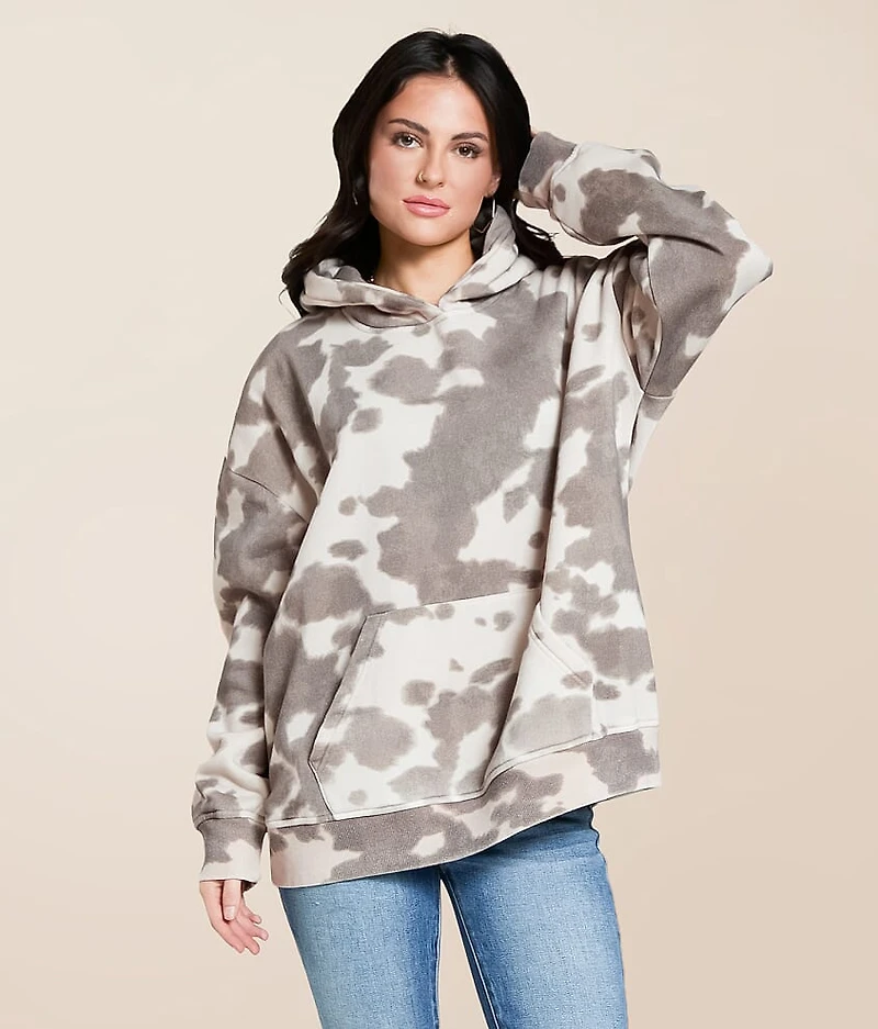 Cow Print Hooded Sweatshirt