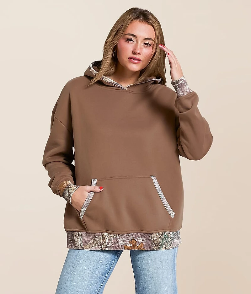 Camo Trim Hooded Sweatshirt