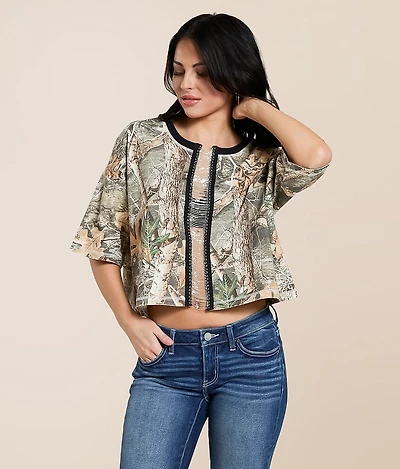 Chain Camo Cropped T-Shirt