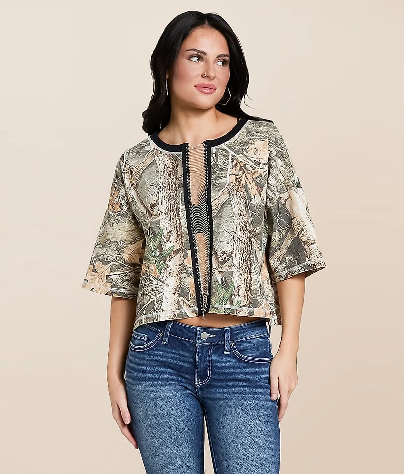 Chain Camo Cropped T-Shirt