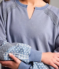 Pieced Floral Pullover