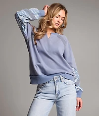 Pieced Floral Pullover