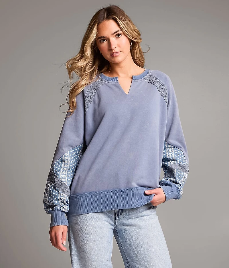 Pieced Floral Pullover