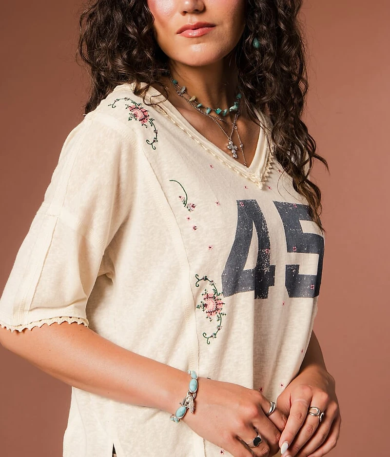 Floral Embroidered 45 T-Shirt