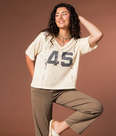 Floral Embroidered 45 T-Shirt