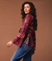 Front Tie Ruffle Top