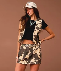 Cow Print Denim Vest